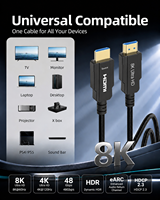 Câble HDMI 2.1 en fibre optique 8K 48 Gbps ultra haute vitesse 8K 60 Hz 4K 120 Hz câble tressé prend en charge EARC HDR