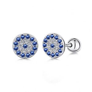 Dylam Fashion Design Rhodium 18K Gold S925 Silver Round 5A Cubic Zircon Zirconia <b>Blue</b> Evil <b>Stud</b> <b>Earrings</b> Jewelry for Women - Product Image 1