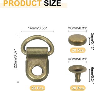 Shoelace <b>Hook</b> Boot Lace <b>Hooks</b> D Ring Eyelet Buckles With Rivets Boots Eyelet Repair Clip For Hiking Boot - Product Image 2