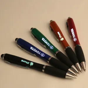 high quality fashion pens designed promotional custom logo illuminated stylus metallic ball pen with led light up logo