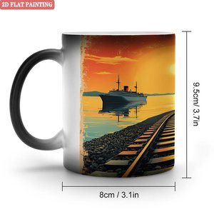 Mug magique en céramique noir givré de 11 oz, changeant de couleur à la chaleur, pour usage quotidien au bureau - Product Image 1