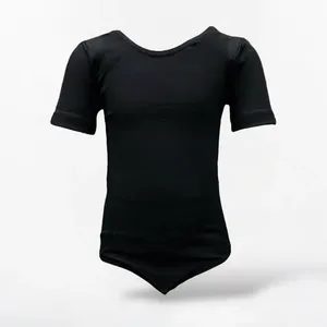 Body da Danza per Bambina a Maniche Corte in Cotone Nero con Tutù per Pratica di Balletto - Product Image 5