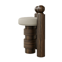 Tabouret de bar moderne de style Wabi-Sabi avec structure en bois massif, léger, robuste, forme distinctive, écologique, accoudoir fixe, pour bars à domicile