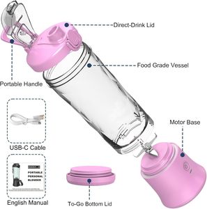 เครื่องปั่นพกพาส่วนตัว ขนาด 20 ออนซ์ ปลอดสาร BPA ชาร์จผ่าน USB โหมดปั่นและโหมดพัลส์ 2 in 1 สำหรับปั่นผลไม้และสมูทตี้ เหมาะสำหรับการเดินทาง รับผลิตแบบ OEM - Product Image 4