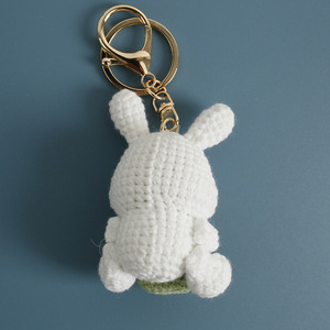 Porte-clés Lapin au Crochet Adorable, Ours de Dessin Animé Mangeant des Nouilles, Porte-clés Animal Tressé à la Main, Pendentifs 3D en Peluche pour Sac de Fille, Clés de Voiture, Cadeau - Product Image 3