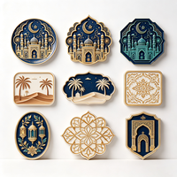 Assiette décorative en résine, impression UV personnalisée, mosquée islamique, croissant de lune, Ramadan, Eid, ornement de bureau avec support, vente en gros OEM
