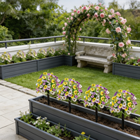 Bouquet de fleurs artificielles de primula à trois couleurs avec piquet de fixation au sol pour décoration extérieure