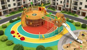 Ensemble d'aventure Château Circulaire et Toboggan en Plastique - Équipement <span class=keywords><strong>de</strong></span> Jeu Extérieur en Bois et PE Haute Capacité pour Parc et <span class=keywords><strong>Jardin</strong></span> - Product Image 4