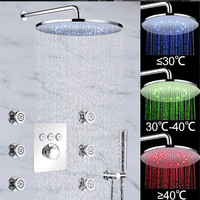 Kit de douche mural à 3 voies avec inverseur, finition chromée LED, design moderne, garantie de 3 ans, système de douche pour salle de bain