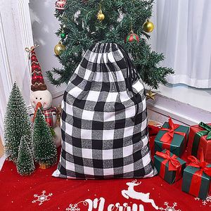 <b>Christmas</b> Red and Black White Plaid <b>Large</b> Soft Cotton Drawstring Sack for <b>Christmas</b> <b>Gift</b> Wrapping and Storage - Product Image 2