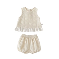 Ensemble d'été pour bébé fille, haut sans manches en dentelle à carreaux, short Bloom, costume 2 pièces, vêtements à la mode pour enfants