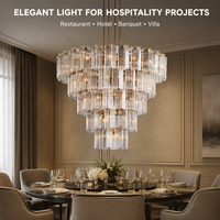 Lustre rond en verre transparent de 60 pouces pour salon, restaurant, duplex, longue escalier, villa, moderne, 5 étages, luxe, grand lustre pour hall