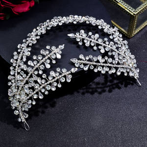 <span class=keywords><strong>Novia</strong></span> romántica, cristal, flor, hojas, corona, diadema, tocado de diamantes de imitación para boda - Product Image 2