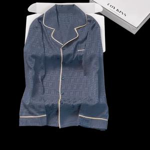 Özel temel düzenli işlemeli saten pijama seti 2 parça erkek ipek lüks boş pijama erkekler pijama setleri saten pijama - Product Image 2