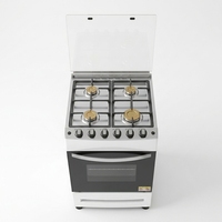 Cuisinière à gaz et électrique moderne 86 cm en acier inoxydable à 4 brûleurs avec four, grill, commandes mécaniques, tiroir de rôtissoire, autonome, pour extérieur A03