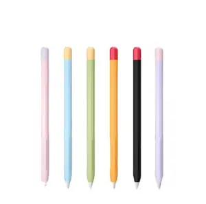 다채로운 라이트 펜 스킨 실리콘 케이스 슬리브 애플 연필 2 그립 홀더 2 펜촉 커버