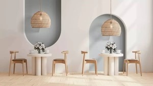 Lujosa luz colgante de ratán Santana Boho E26 Base tamaño pequeño calidad superior lujo decoración del hogar lámpara de techo colgante - Product Image 2