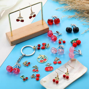 DZ021 rojo negro cereza encanto acrílico estéreo esmalte DIY encantos para bolsa pendiente collar joyería hacer colgante hecho a mano W428 - Product Image 3