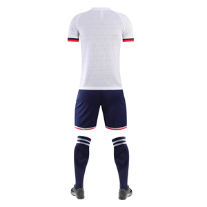 Ensemble d'uniformes de football pour hommes, col en V, manches courtes, maillot noir, blanc, rouge, bloc de couleurs, kit de football respirant, vêtements de sport - Product Image 2