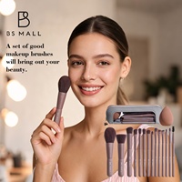 BS-MALL 14 pinceaux de maquillage professionnels avec sac de voyage, synthétiques, vegan, portables, petit kit de pinceaux de maquillage cosmétique à étiquette privée