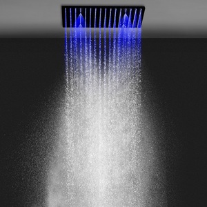 Bathroom Shower Misty Rainfall Showerhead Ceiling Mounted Water Control RGB Color 20 Inch Rain Led Shower Head