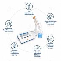 Medidor Portátil de pH, EC, DO e ISE, Amplio Rango de Medición, Compensación Automática de Temperatura, Lectura Simultánea en Tiempo Real