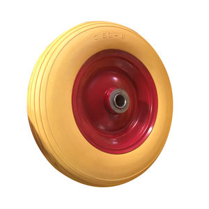 <span class=keywords><strong>Roue</strong></span> en mousse PU robuste de 390 mm - <span class=keywords><strong>Roue</strong></span> en caoutchouc jaune <span class=keywords><strong>avec</strong></span> moyeu en acier rouge pour chariot à main, brouette et chariot de jardin - Product Image 4