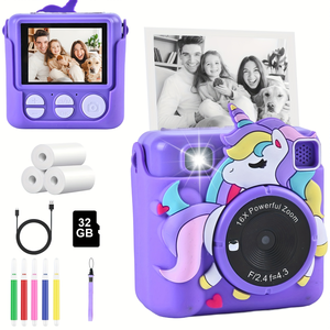 32GB Karte Kinder Digitale Sofortbildkamera HD Mini-Kamera für Kinder Sofortdruck Mini-Kamera mit Gehäuse - Product Image 1