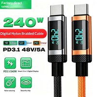 Kabel Pengisian Daya Super Cepat 240W dengan Layar Digital Real-time, Tipe-C, E-marker, dan Jalinan Nilon untuk Tablet
