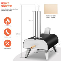 Four à pizza miniature moderne au gaz en acier inoxydable pour le camping, avec surface de cuisson de 12 pouces, prêt pour la conversion pellets/gaz