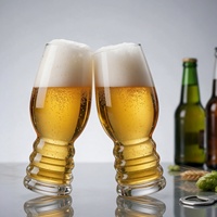 Verre à bière artisanal personnalisé avec logo, en verre sodalime blanc de haute qualité, base ondulée unique, pour bar, restaurant, maison, fête, brasserie, dégustation - Vente chaude