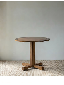 Mesa de Comedor de Teca Estilo Wabi-Sabi Retro, Madera Maciza con Acabado Desgastado, con Sistema de Encaje Mortise y Tenon, para Apartamentos Pequeños, Muebles para Comedor - Product Image 5