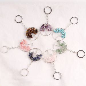 Porte-clés en cristal avec arbre de vie, 7 chakras, accessoires, anneau en cristal de guérison, Protection, porte-clés pour femme - Product Image 1