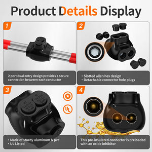 600v 2-पोर्ट डबल आउटलेट 3/16 "हेक्स सॉकेट ब्लैक पोलारिस वाटरप्रूफ वायर 2/0-6 वाट के लिए इन्सुलेट केबल कनेक्टर - Product Image 3
