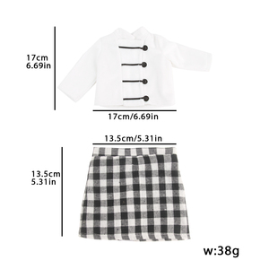 Vêtements de poupée personnalisés OEM ODM de 18 pouces Ensemble <span class=keywords><strong>manteau</strong></span> d'<span class=keywords><strong>hiver</strong></span> et jupe à carreaux Ensemble de mode élégant pour poupées américaines en gros - Product Image 3