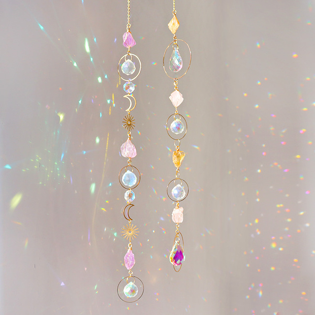 Natural Crystal Handmade Eco-Friendly Polished 64cm Hanging Sun Catcher with Prism Rainbowmaker Design and Customized Logo