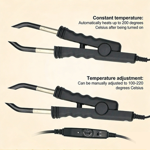 Fer à extensions capillaires professionnel avec plaques antiadhésives en PTFE, outil de fusion à pointe plate, température réglable 100-220°C, tension universelle, kit de salon - Product Image 3