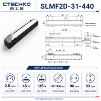 CTECHNO SLMF2D-31-440 Plataforma de Posicionamiento Lineal de un Solo Eje con Motor Lineal Integrado, 2.5m/s, Carrera de 440mm