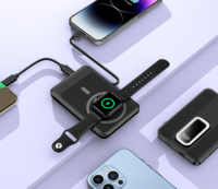 Batterie externe magnétique sans fil 5000 mAh toute nouvelle, support de téléphone pliable, affichage numérique LED, mini batterie externe à charge ultra-rapide