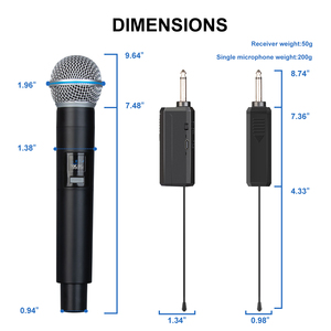 Nuevo Micrófono Inalámbrico UHF Profesional S2 de 2 Canales, Cardioide, de Metal y Plástico, con Cancelación de Ruido, Alcance de 200 Pies - Product Image 5