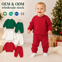 Ensemble de survêtement en molleton bouclette pour enfants, collection automne-hiver, avec pull et pantalon de jogging, thème Noël, pour bébés et jeunes enfants, vente en gros en stock
