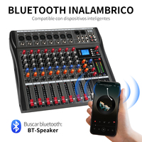 CT80X Table de Mixage Audio Professionnelle 8 Canaux avec Bluetooth, Console de Son pour Karaoké, Alimentation Phantom 48V, USB