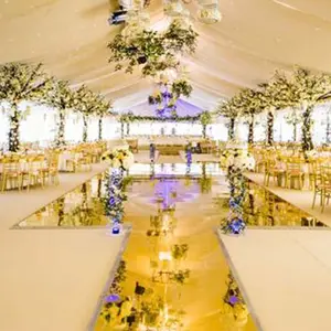 Miroir réfléchissant plancher en plastique mariage piste de danse décorative or acrylique miroir allée plancher passerelle décor de mariage