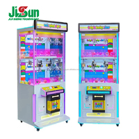 Machine à griffes double étage JiSun pour 6 joueurs, distributeur de capsules de prix, borne d'arcade à monnayeur avec éclairage LED et roues