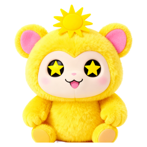 ตุ๊กตาขนฟูสีเขียวหน้าโกรธ หูสีส้ม ประดับใบไม้สีทอง ตุ๊กตาสัตว์นุ่มนิ่ม - Product Image 6