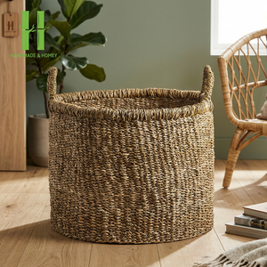 Handmade Heap Wholesome Seagrass Basket Woven <b>Hanging</b> <b>Storage</b> For Shopping Picnic Christmas Decorations Gifts Laundry Basket OEM - Product Image 1