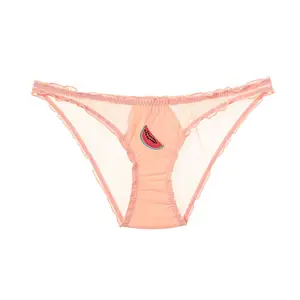 Dames Panty Ondergoed Schattige Ruffle Fruit Borduurwerk Bikini Slips Mesh Transparant Doorzichtig Kant Sexy Slipje Voor Dames