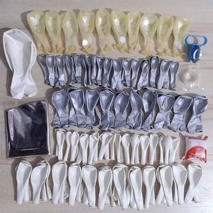 Wedding Baby Shower 30th Birthday Anniversary Bachelorette Party Decoration White Silver 4D Metallic <b>Balloon</b> Arch Garland Kit - Product Image 4