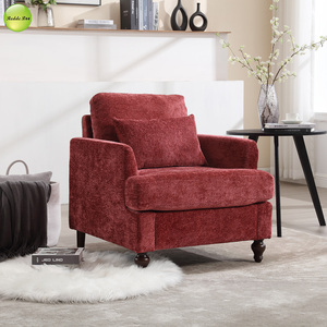 Sillón de Salón Rojo Tapizado Suave de Diseño Nórdico para Sala de Estar, Dormitorio, Ocio, Sillón de Descanso <span class=keywords><strong>1906</strong></span> - Product Image 3