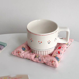 Korean-style checkered coaster, fresh and clean, quilted <b>tablecloth</b>, heat-insulating mat, soft teacup coaster, photo prop. - Product Image 2